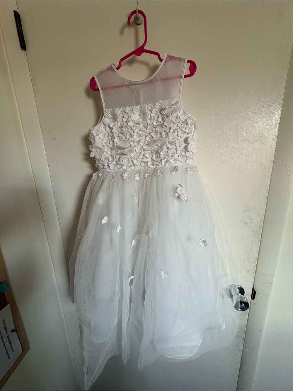 Us Angels White Floral Appliqué Tulle Dress for Girls